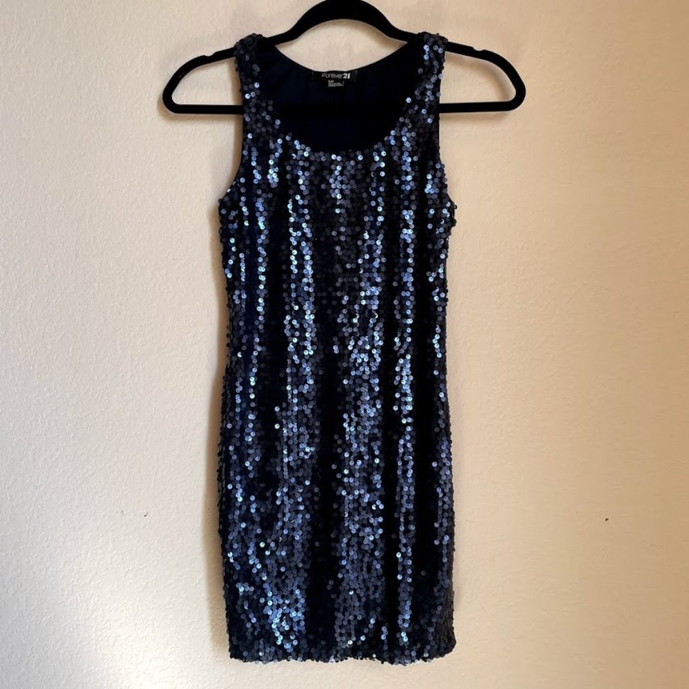 Navy Sequin Party Dress